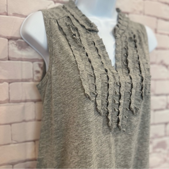 NWT Loft Gray Sleeveless Ruffle Top - Picture 1 of 5